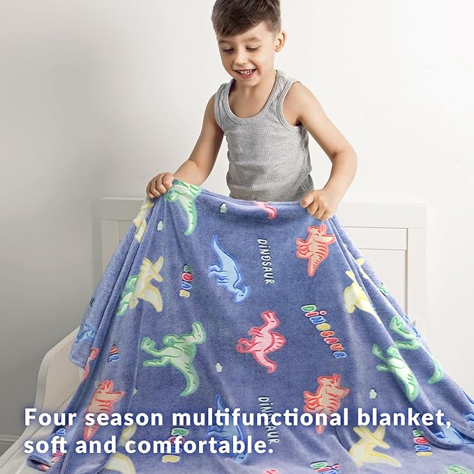 Dinosaur Gifts Toys for Boys - Glow in The Dark Blanket Birthday Christmas Easter Dinosaurs Gift for Kids Age 2 3 4 5 6 7 8 9 10 12 Year Old Boy