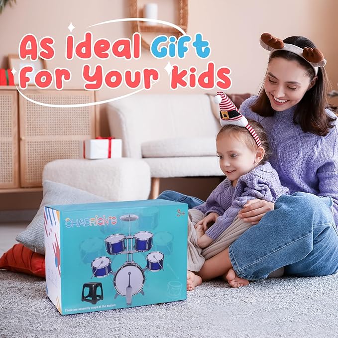 Upgraded Kids Drum Set for Toddlers 1-3 Plastic Musical Jazz Drum Instruments Kit Birthday Musical Learning Toys for 4 5 6 Boys Girls