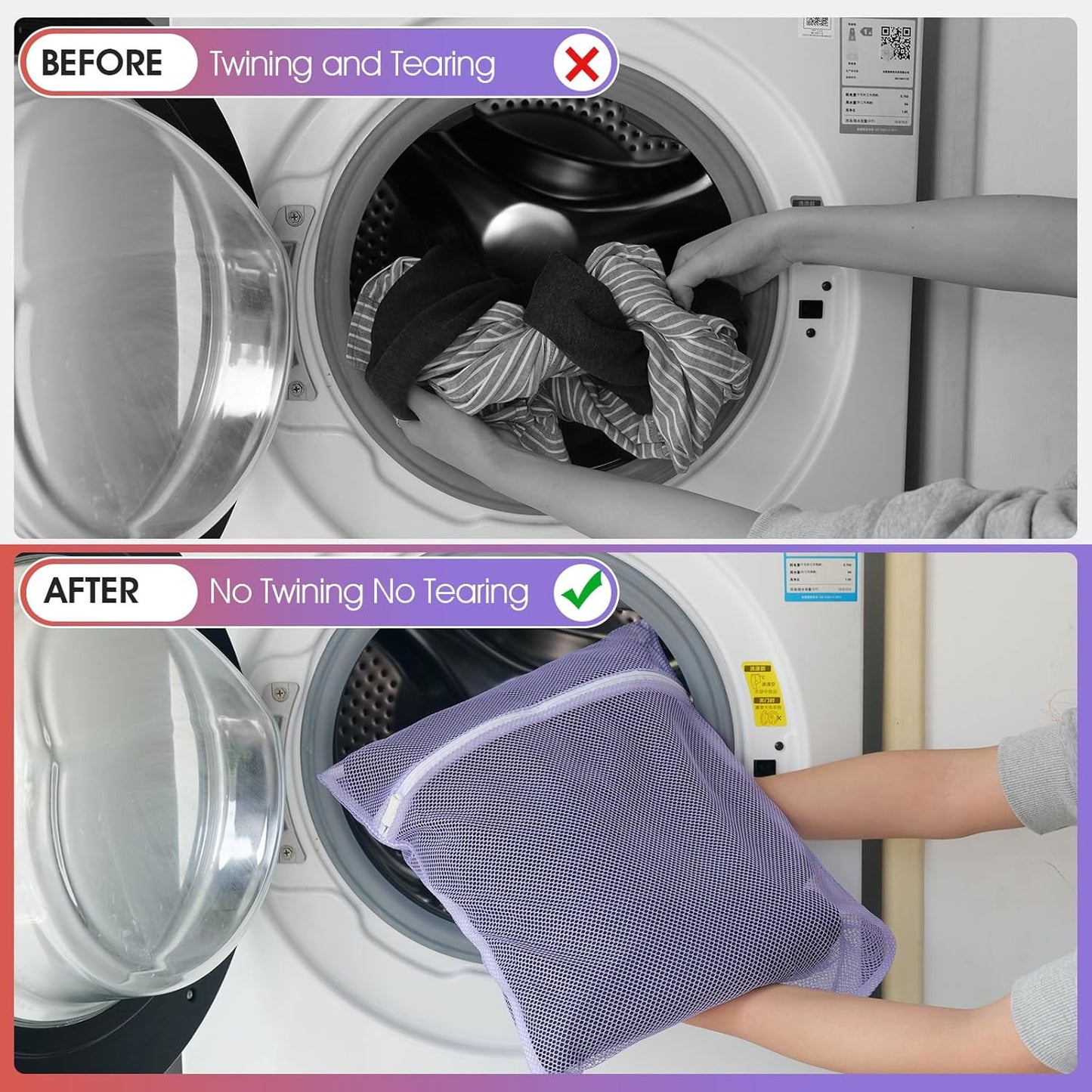 5Pcs Sturdy Mesh Laundry Bags for Delicates, Lingerie, Bras, Travel and Organzie - 5 Color(14x20 Inch)