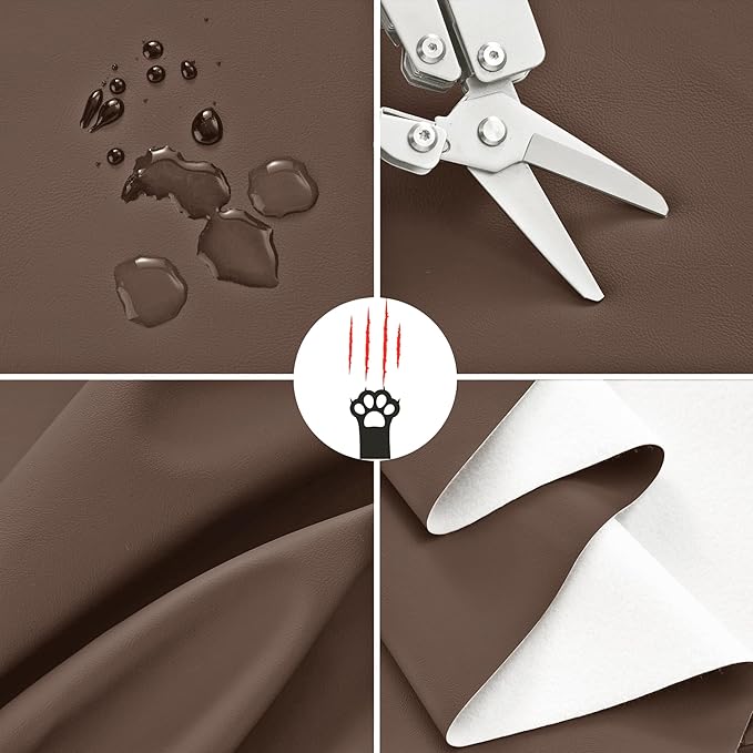 Toddler Booster Seat for Dining Table, Two Elastic Seat Belts, Anti-Scratch PU Skin-Friendly, Waterproof, Anti-Wrinkle, Detachable Non-Slip Bottom - Dark Brown