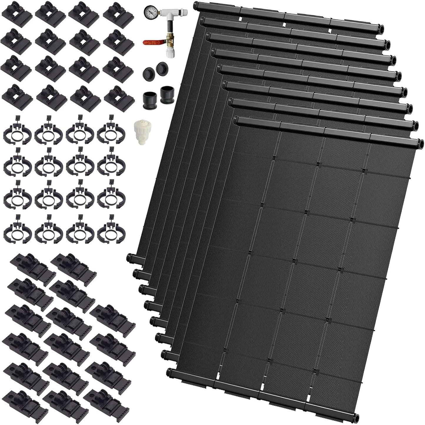 Industrial Grade Solar Pool Heater DIY Kit - Superior High-Wind Strapless Mounting System & Maximum Freeze Resistance (8-4'x12.5' / 400 Square Feet)