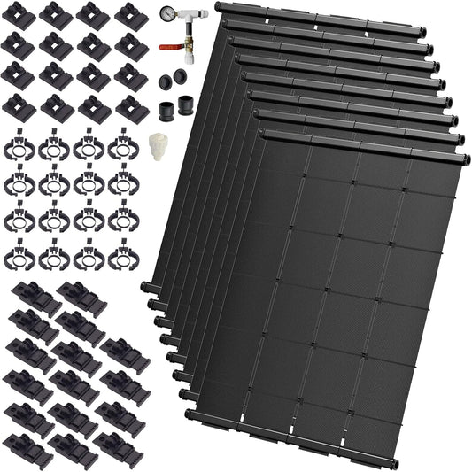 Industrial Grade Solar Pool Heater DIY Kit - Superior High-Wind Strapless Mounting System & Maximum Freeze Resistance (8-4'x7.5' / 240 Square Feet)