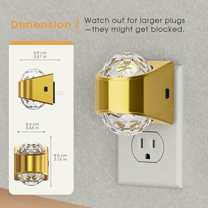 Night Lights Plug into Wall, Star Projector for Bedroom, Gold Night Light Projector for Kids, 9-Color RGB Galaxy Nightlight with Dusk to Dawn Sensor for Bathroom, Home Gaming Room Decor Gifts
