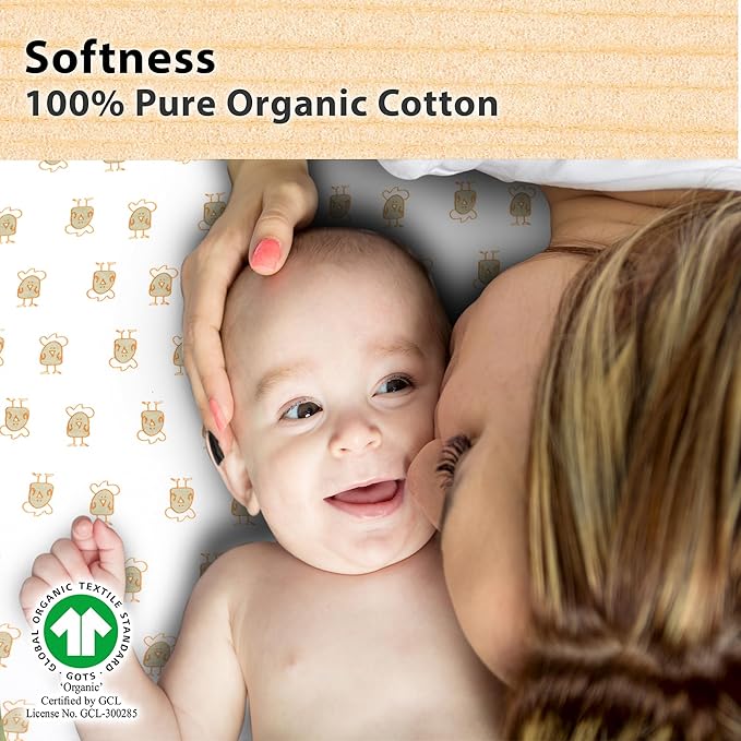 Bassinet Sheets for Baby Girl & Boy – 3-Pack Soft Fitted Bassinet Sheets, Organic Cotton, Breathable & Cozy, Fits 32x16x4 Inch Rectangle, Oval & Hourglass Mattresses, Lion Head