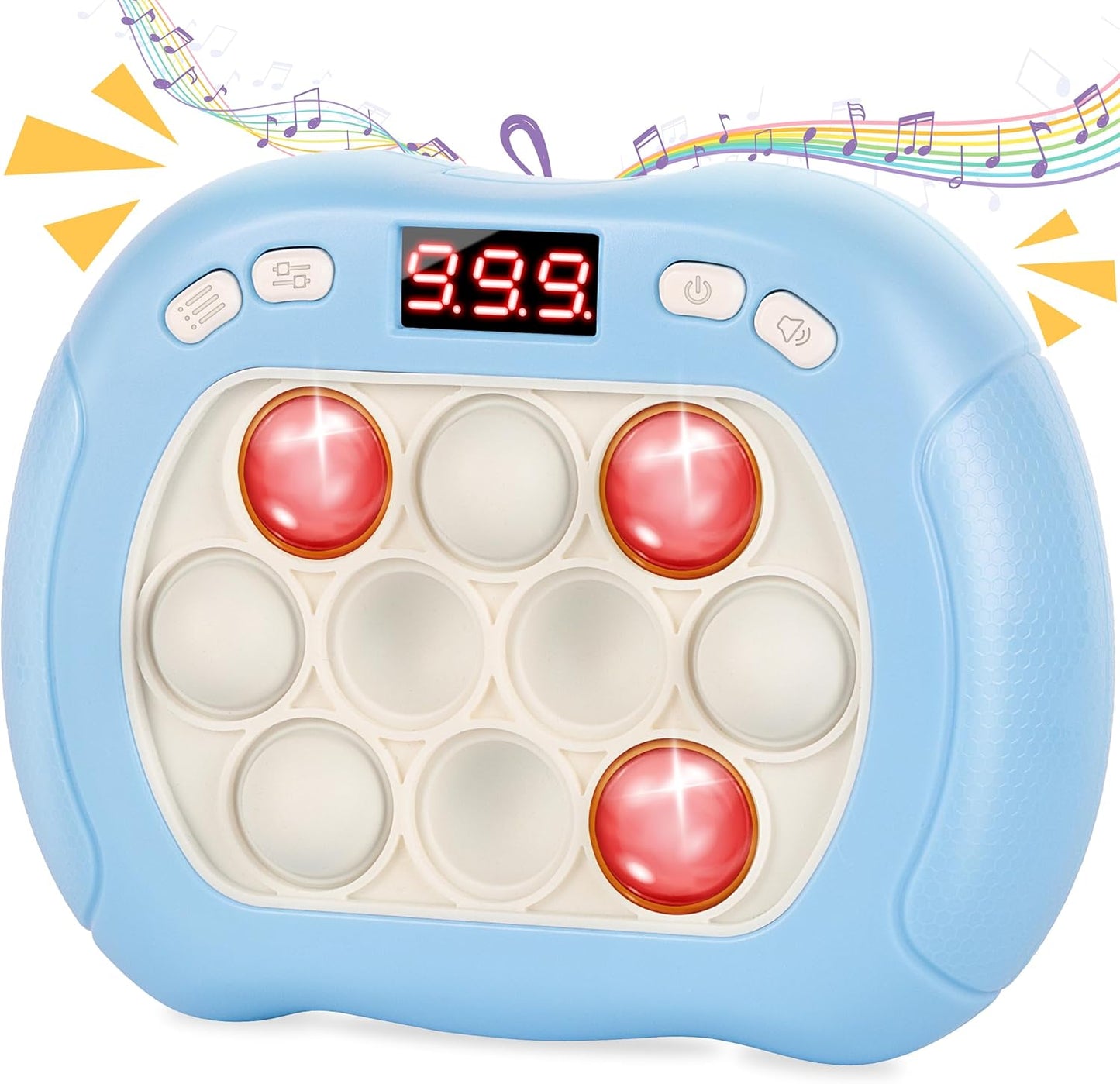 Upgraded Fast Quick Game Pop Bubble Up Toys for Kids, Funny Toys with LED Screen for Kids 3-12 for Girls and Boys Bubble Stress,Handheld Puzzle Game Sensory Toys(Batteries Included) (White-Blue)