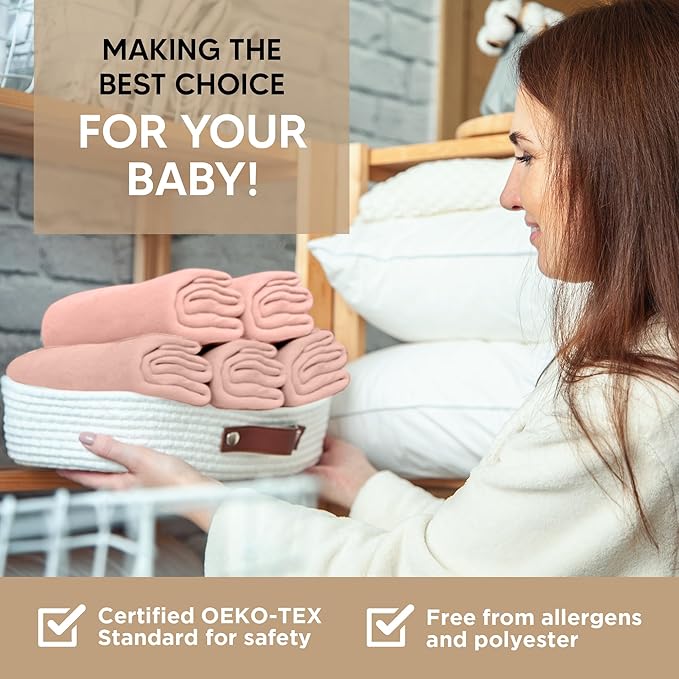 Bassinet Fitted Sheets - Compatible with Amke, Ronbei, Pamobabe, and Nordmiex | 100% Organic Jersey Cotton - Light Pink + Dark Pink | 32x19 (2 Pack)