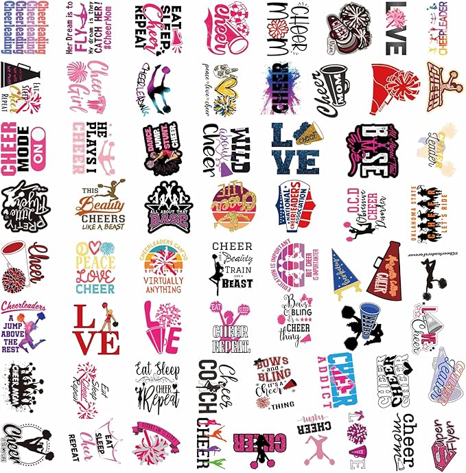 110PCS Cheer Stickers, All Vinyl Waterproof Cheerleader Decals, Perfect Cheer Gifts for Cheerleader Girls Cheer up, Motivational Positive Stickers for Water Bottles Laptop Computer Luggage Cup