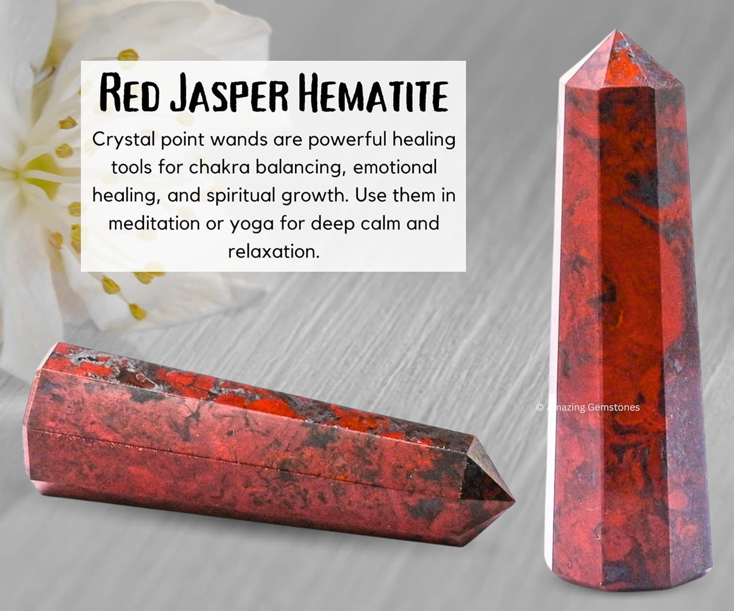 Amazing Gemstone Red Jasper Hematite Crystal Towers - Natural Healing Crystal Point Obelisk for Reiki Healing and Crystal Grid (2 Inch to 3 Inch)