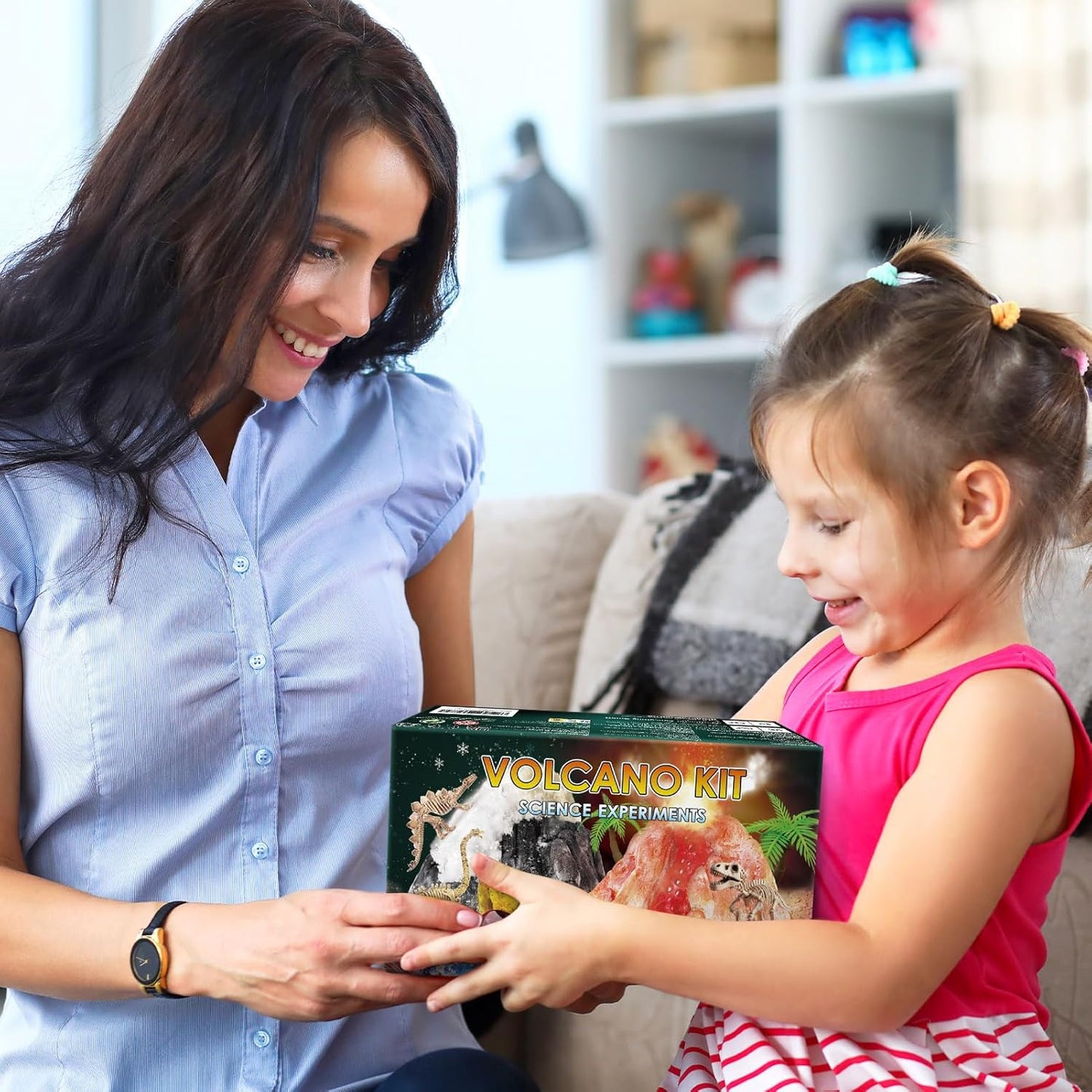 UNGLINGA Erupting Volcano Science Kit for Kids, Gemstone Donosaur Dig Volcano, Snow Eruption Volcano, Chemistry Experiment Lab Toys Gift for Boys & Girls