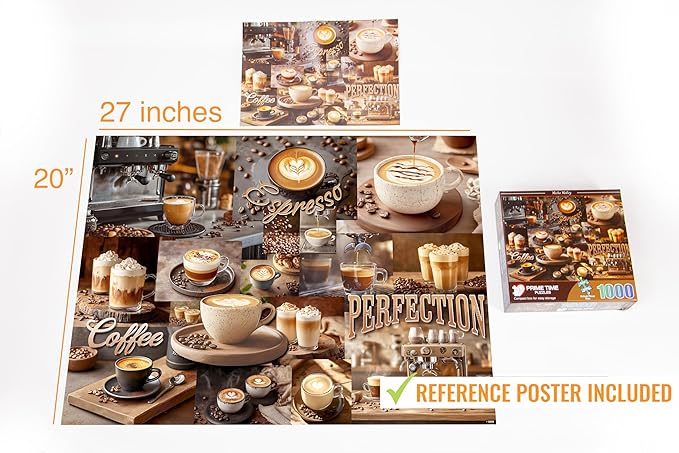 1000 Piece Collage Jigsaw Puzzle for Adults - Coffee Latte Espresso Collage - Challenging Puzzle Perfect for Game Nights - 1000 Piece for Adults. 20x27 inches (Mocha Medley)