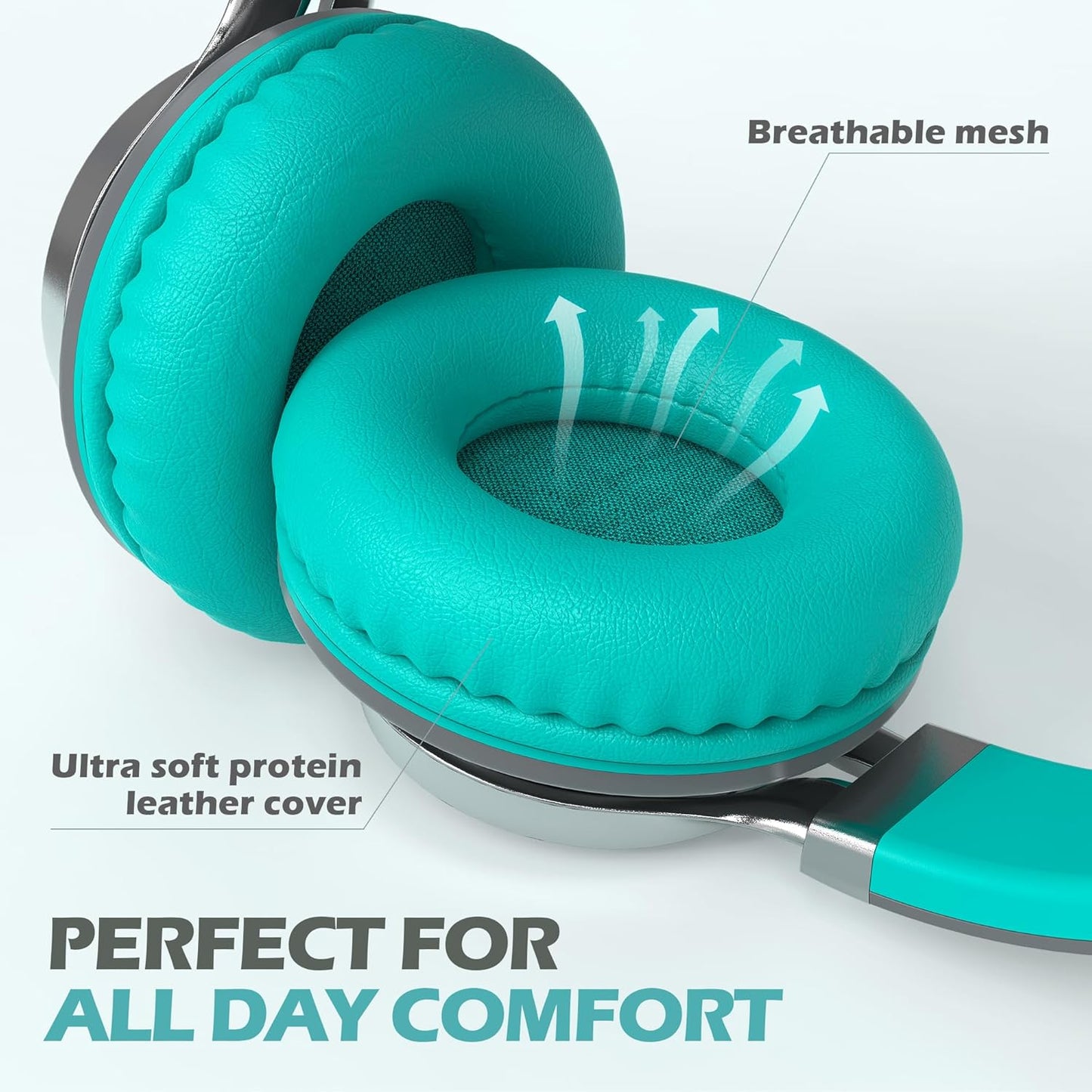 AILIHEN C8 Wired Headphones with Microphone and Volume Control Folding Lightweight Corded Headset for Cellphones Tablets Chromebook Phones Smartphones Laptop Computer PC Mp3/4 (Grey/Mint)