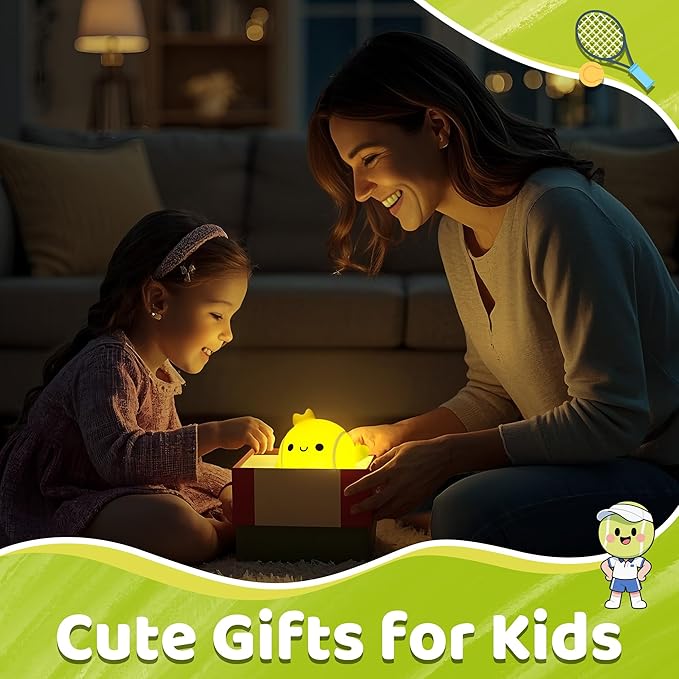 Attivilife Tennis Night Light, Tennis Ball Gifts for Kids, Rechargeable Nursery Bedroom Table Decor Dimmable LED Touch Lamp, Birthday Graduation Christmas Gift for Baby Boy Girl Teen Adult Athlete