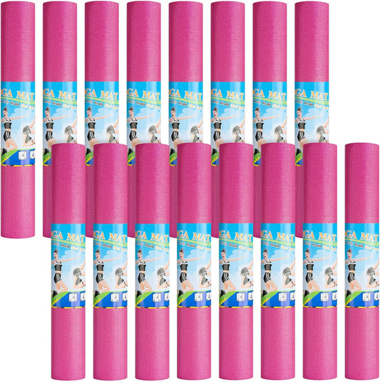 Funtery 16 Pack 3 mm Thick Yoga Mat Exercise Workout Mat Non Slip Fitness Pad for Women Gym Home Yoga Pilates