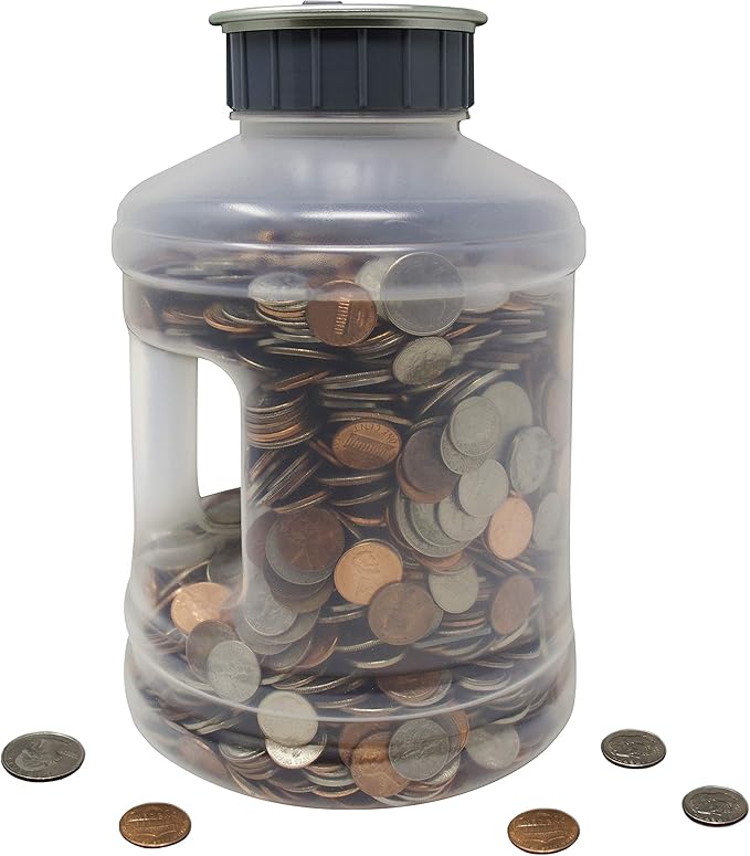 Jumbo Digital Coin Counter Bank - Extra Large Savings Jar for Pennies Nickles Dimes Quarters Half Dollar and Dollar Coins | Clear Jar w/LCD Display
