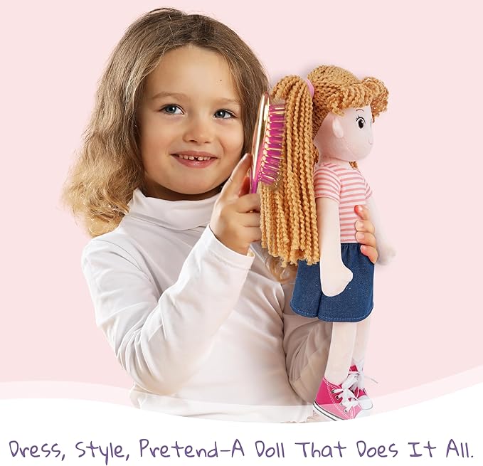 June Garden 14” Snuggle Cutie Doll - Gracie - Soft Plush Doll for Girls and Toddlers - Removable Clothes and Shoes