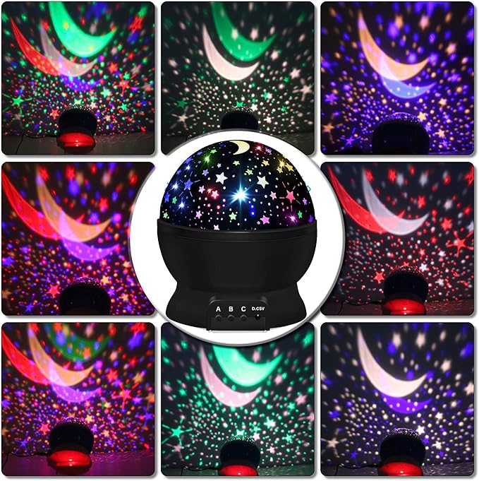 Night Light for Kids,Boys Toys for 3 4 5 6 7 8 Year Old Boys,Star Projector 360 Degree Rotation - 4 LED Bulbs 16 Light Color Changing with USB Cable,Lamp Ceiling Lights for Kids Bedroom
