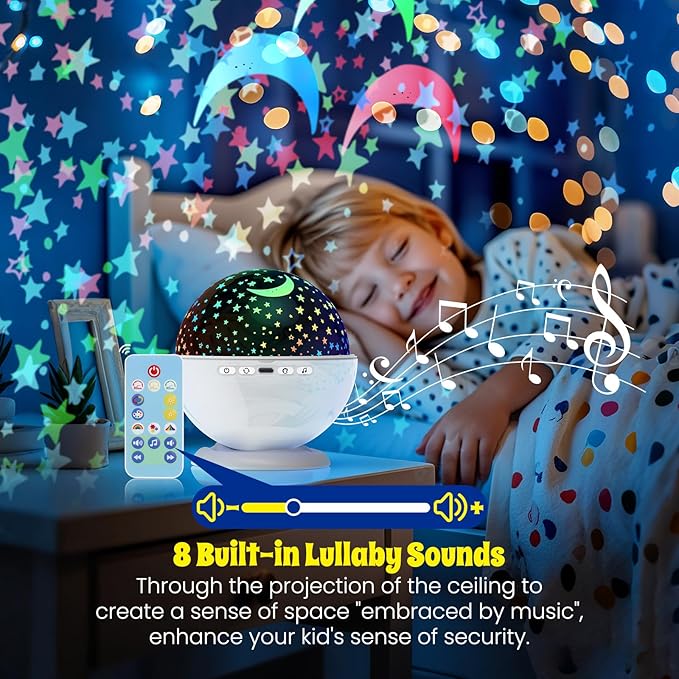 Night Light Projector, Night Light for Kids, Star Projector, 54 Light Color 360 Degree Rotation Kids Night light, Rechargeable Lamp for Bedroom, Light Projector Birthday Christmas Gifts for Boys Girls