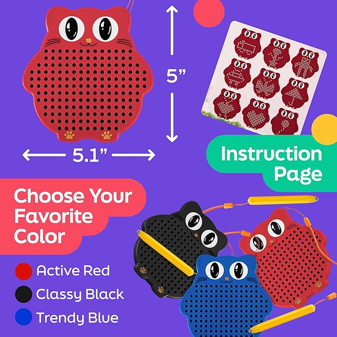 Magnetic Drawing Board for Kids & Toddlers with Beads and Magnet Stylus Pen - Magnetic Travel Toy for Airplane & Car Ride Activities for Kids