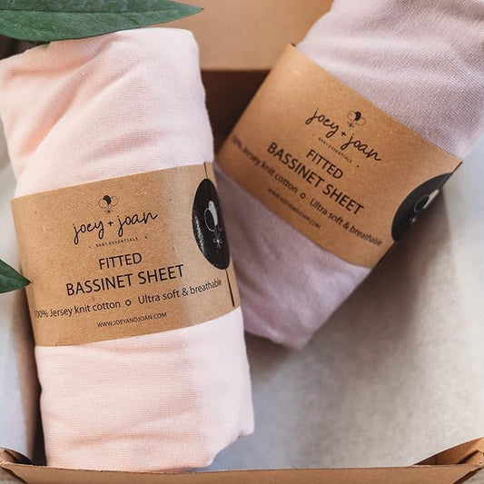 Bassinet Fitted Sheets for Halo Bassinest Swivel Sleeper Mattress – Snuggly Soft 100% Jersey Cotton – 2 Pack – Pale Pink + Lilac – 2 Pack