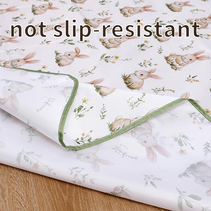 Baby Splat Mat for Under High Chair, 51 x 51 Inch Wipeable Splash Mat，Floor Protector，Wipe-Clean Tablecloth and Playing Mat (Rabbit)