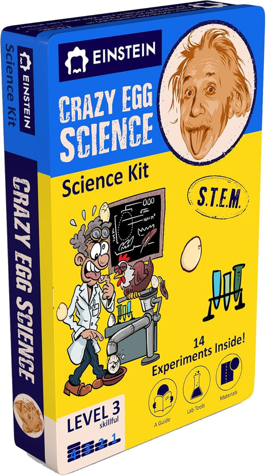 Einstein’s Crazy Egg Science LAB Science Kit for Kids. STEM for Boys & Girls Aged 8 and Above. 14 Exciting Experiments Inside. Detailed Picture Guide Included.