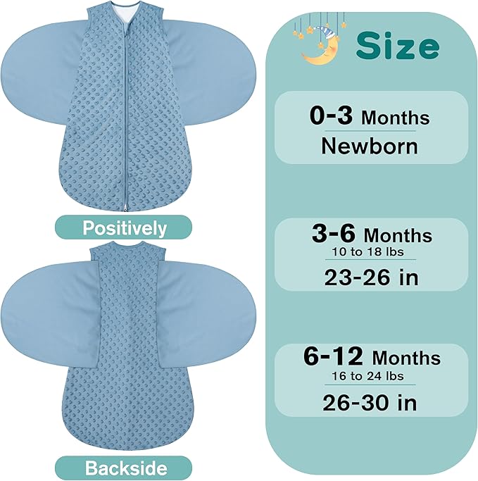 Fleece Newborn Sleep Sack Baby Swaddle,3-Way Adjustable Wearable Blanket,2 Pack Fleece Swaddling Sleeping Bag TOG 2.0， (Brown & Dark Green, 0-3 Months)
