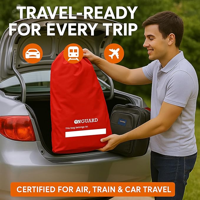 ONGUARD Waterproof Single and Double Stroller Bag for Airplane - Travel Stroller Cover for Air Travel and Storage - Gate Check Bag Backpack- Baby Airplane Essentials - Red