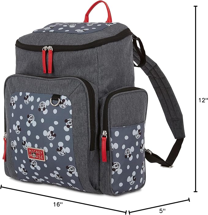 Disney Cudlie Baby Boys Jartop Backpack Diaper Bag in Mickey Mouse Print, 16 Inch, Includes Changing Pad