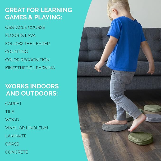 JumpOff Jo - Rocksteady - Balance & Coordination Enhancing Blocks and Stepping Foam Stones, Sensory Toys for Kids - Indoor and Outdoor Obstacle Course