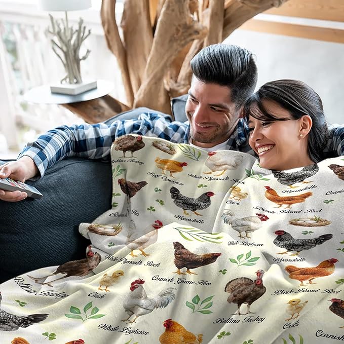 Chicken Blanket Gifts for Lover, Funny Decor for Birthday, Christmas Thanksgiving Gifts for Women, Rooster Decor, Soft Thrown Blanket for Bed 50"*60"