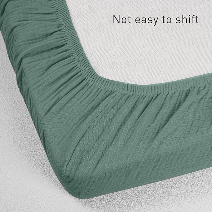 Muslin Mini Crib Sheets, 2 Pack for Baby Boy and Girl, Soft Breathable Stretchy Baby Pack N Play Mattress and Mini Cribs Sheet, Universal Fitted Portable/Mini Crib Mattresses (Natural Leaves)