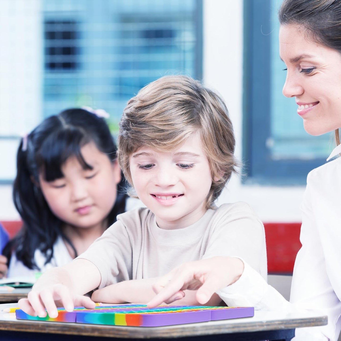 Multiplication Chart Math Games Pop Fidget Toys Counting Popper Board Stress Reliever Gifts for Kids ADHD Popping Game to Practice Times Math Ability Early Education with Card(12x12 Purple)