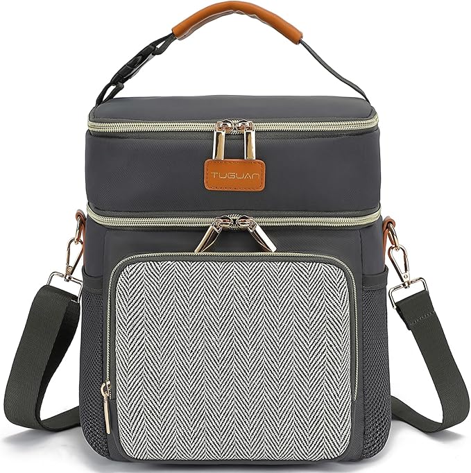 Double Layer Breastmilk Cooler Bag with Ice Pack Insulated Travel Bag for Baby Bottle Breast Milk Storage & Feeding Fits 6 Bottles Up to 9 Ounces Portable Leakproof Bottle Bag for Travel Daycare