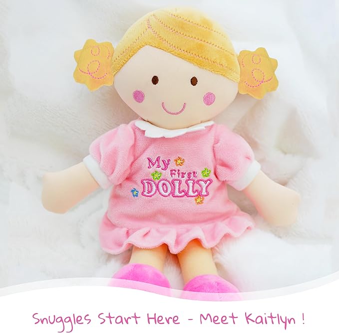 June Garden 12" My First Doll Kaitlyn - Soft Plush Baby Doll - Pink Outfit