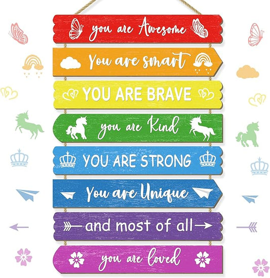 Rainbow Room Decorations For Girls, Kids Room Decor, Inspirational Wall Decor, Little Kids Bedroom Decor,Bedroom Deco For Teen Girls,Nursery Wall Deco (Rainbow)