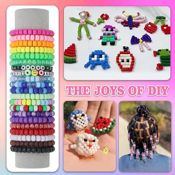 LIS HEGENSA 14000 Pcs DIY Childrens Crafts Beads Friendship Bracelet Kit, with Pony Beads Letter Beads and Bracelet Making Kit, Colorful Charms, Used for Custom Necklace Bracelets and Jewelry Decor