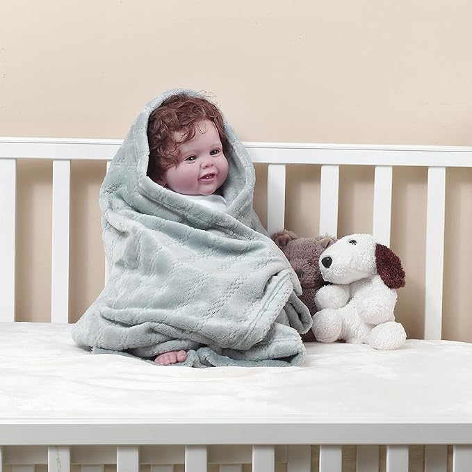 CREVENT 30''X40'' Lightweight Cozy Fluffy Warm Baby Blanket for Girls Boys Infants Toddlers' Bedding Crib Cot Stroller, Baby Shower Birthday Newborn's Gift - Light Grey