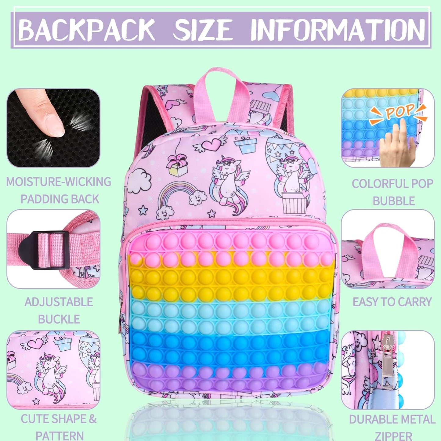 Aucma 2 Pack Pop Purse for Girls Toys Wallet Backpack Crossbody Bag Kid Birthday Valentines Gift 2022 Stocking Stuffers Christmas Xmas Stuff