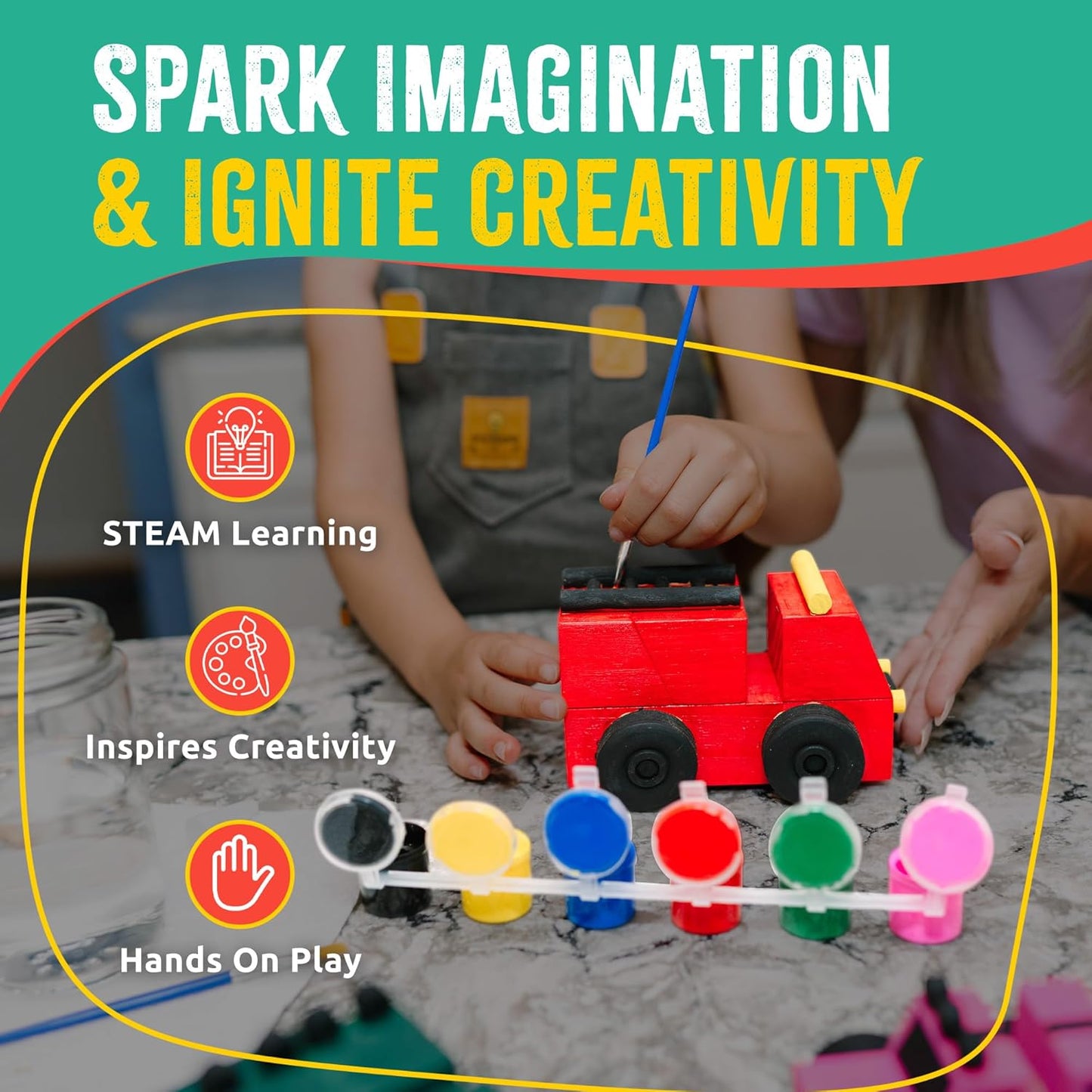 DIY Wood Building Kits, STEM Woodworking Kit for Kids, Creative Fun Craft Projects, Great Gift for Boys & Girls (Wooden Cars, 1-Pack)