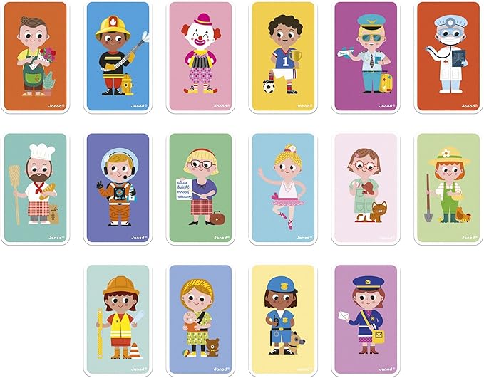 Janod - Magnéti'Book Métiers – Magnetic Educational Game 48 Magnets + 16 Model Cards - for Kids 3+ - Building Creative Structures - Stimulates Creativity - Fun and Educational - J02597