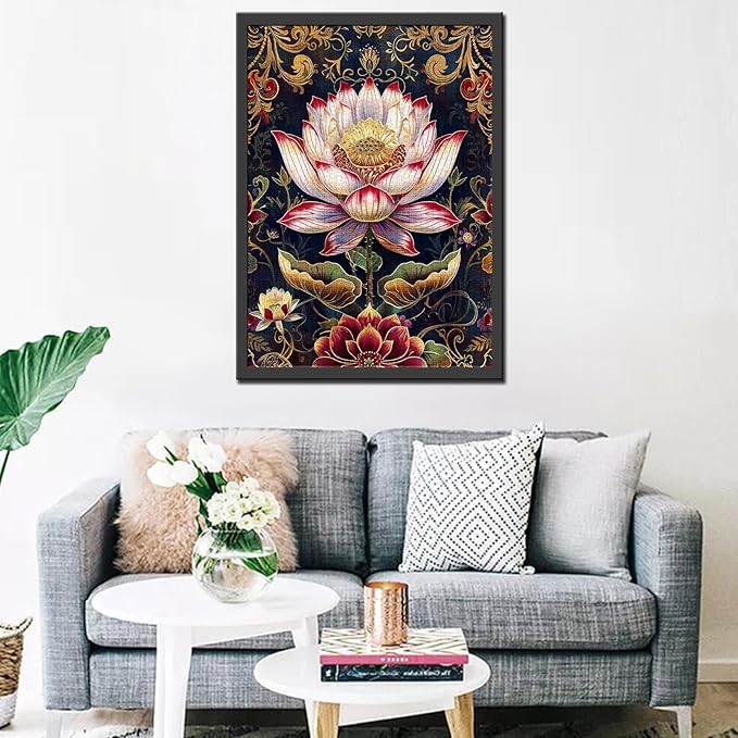 1000 Piece Jigsaw Puzzles for Adults Pink Lotus Flower Painting Jigsaw Puzzle Russian Palekh Style 1000 Pieces Puzzles Game Floral Landscape Art Wall Decor DIY Craft Puzzle Gift 20 x 27 Inch