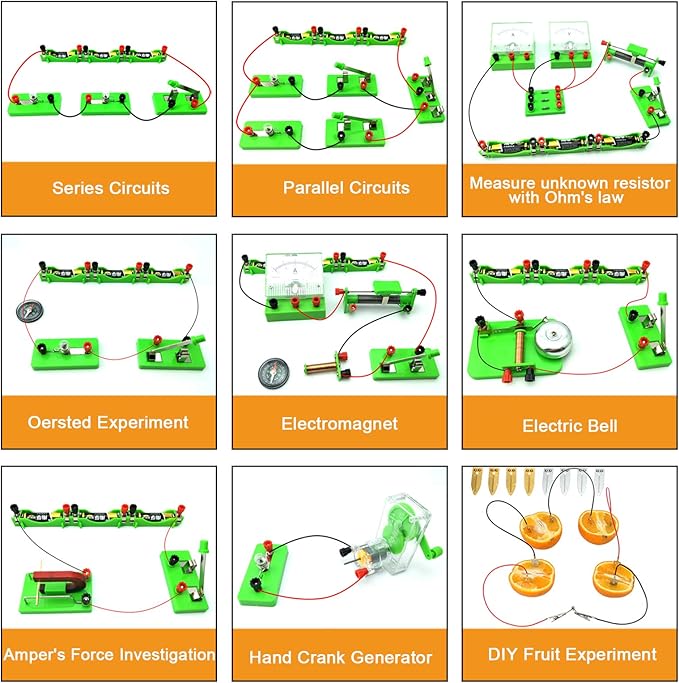 EUDAX School Physics Labs Basic Electricity Discovery Circuit and Magnetism Experiment kits for High School Students Electromagnetism Elementary Electronics