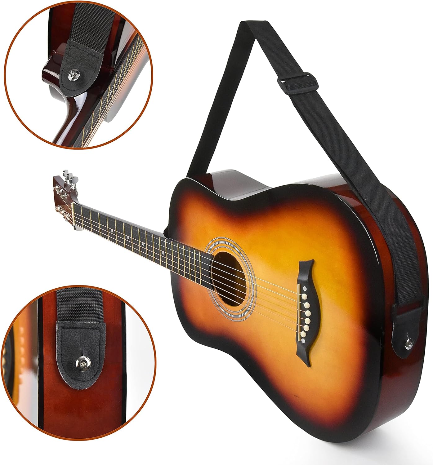 Classical Acoustic Guitar For Kids By MasterPlay- 30” Beginner Guitar For Learners- Accoustic String Starter Kit: Guitar Bag, Tuner, Strap, Extra Strings, Picks, Wash Cloth, Capo (sun)