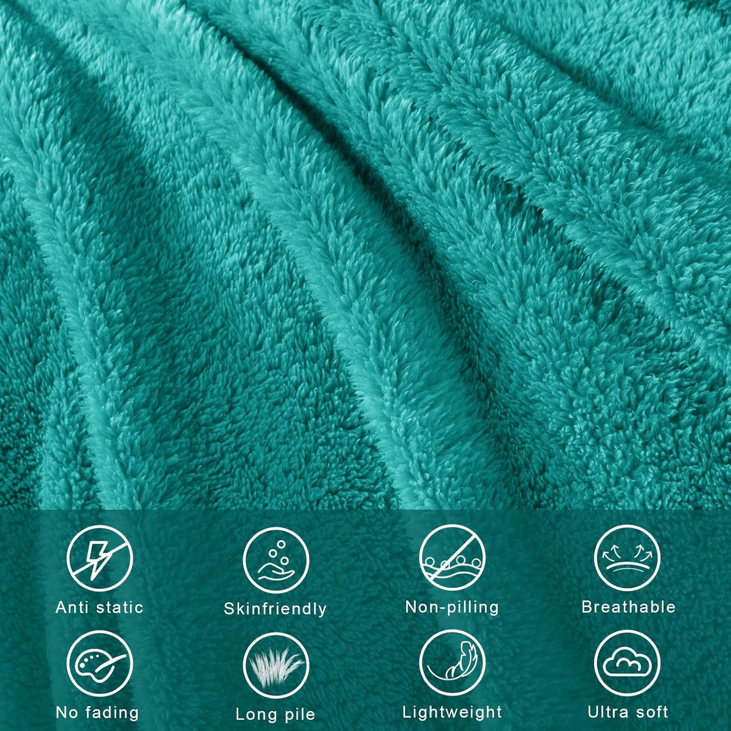 Exclusivo Mezcla King Size Flannel Fleece Blanket, Super Soft Velvet Plush Bed Blanket, Fuzzy Cozy and Warm for All Seasons, 90x104 Inches, Teal