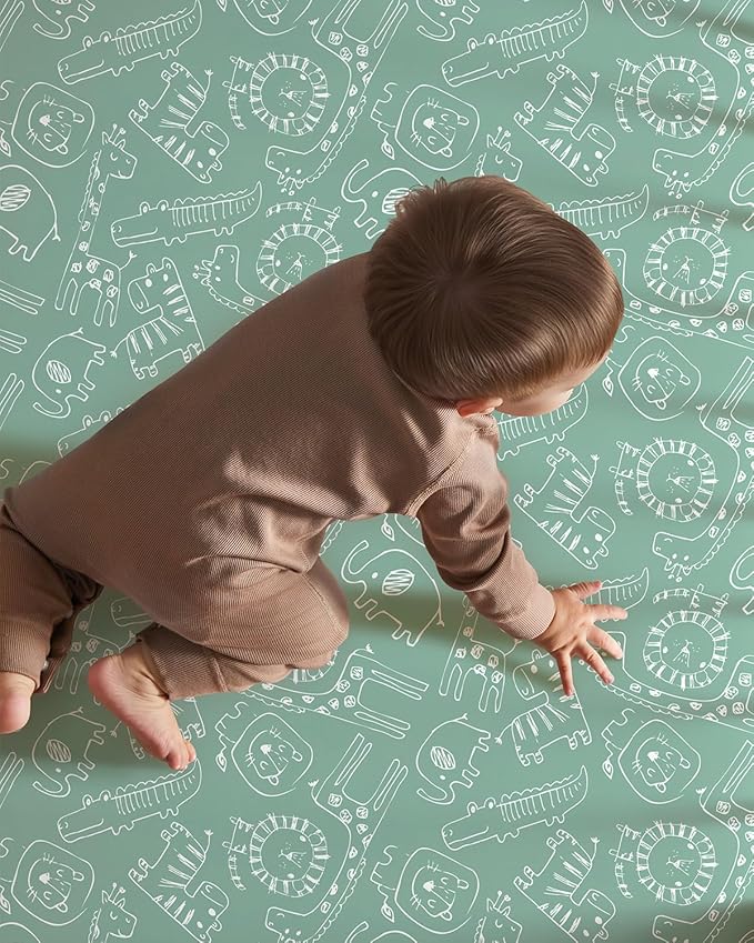 Baby Crib Sheets for Boys Girls, 28x52x8in Fitted Crib Sheet Neutral 3 Pack for Standard Crib and Toddler Mattress, Breathable Soft Microfiber Baby Sheet Green & Apricot Lion