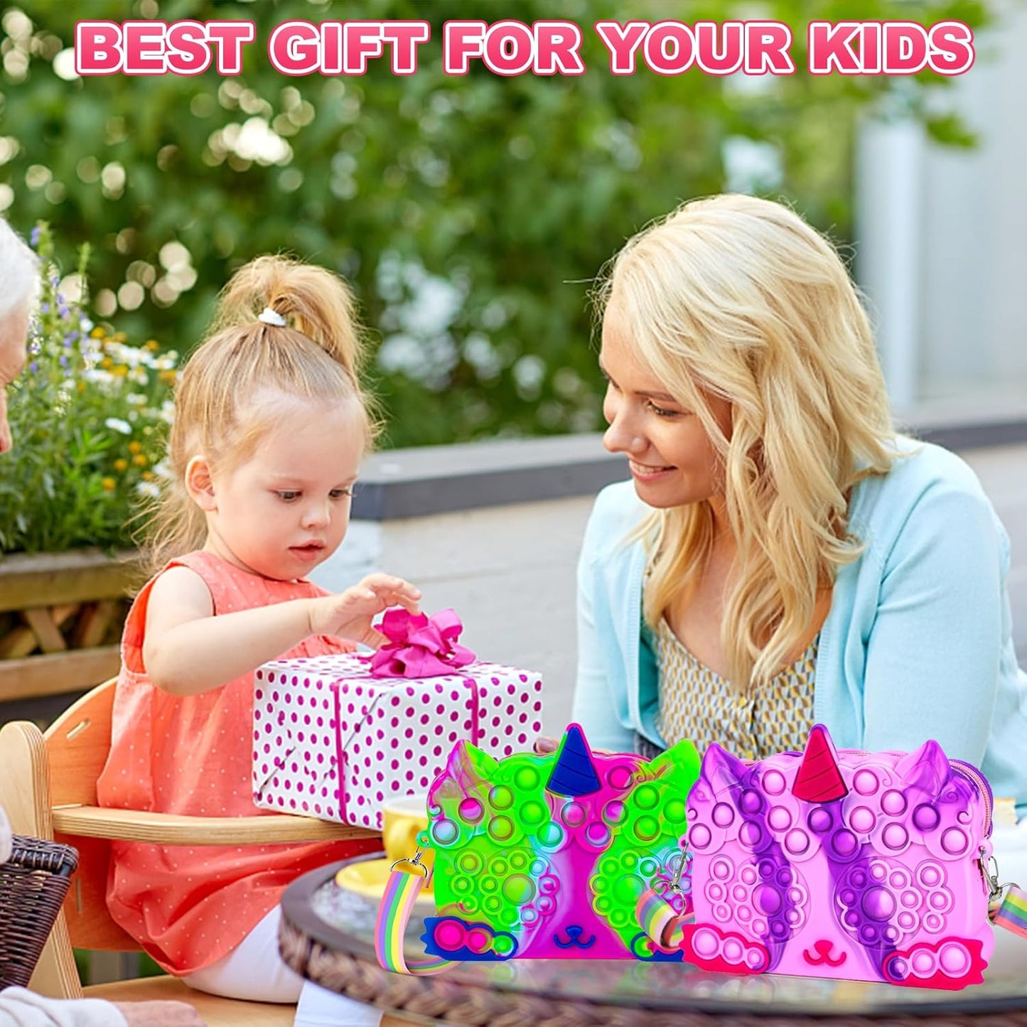 2 Pack Pocket Purse, Unicorn Toys Purse for Toddlers Girls Age 2 3 4-6 Year Old Birthday Gift Valentines Christmas Stocking Easter Basket Stuffers Stuff, Women Shoulder Bag Sensory Fidget Toys