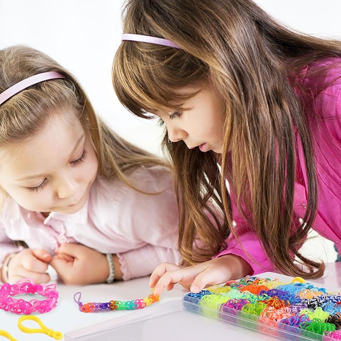 XKDOUS 64 Colors Rubber Band Bracelet Kit, Bracelet Making Kit for Art and Craft, Rubberband Bracelets Kit for Kids Ages 6+, Bands Kit Girls Boys Birthday Gift