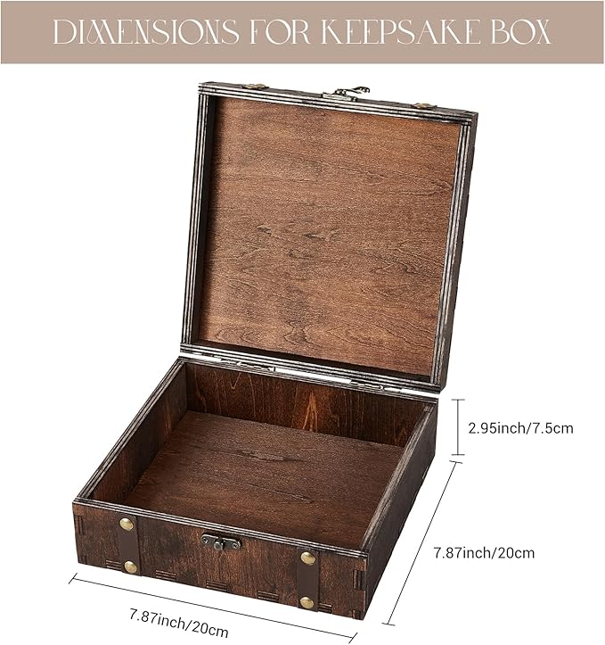 AW BRIDAL Personalized Wedding Keepsake Box Memory Box Wooden Storage Box for Trinkets Photos Jewelry Wedding Engagement Gifts for Couples//DK2201CPP67//