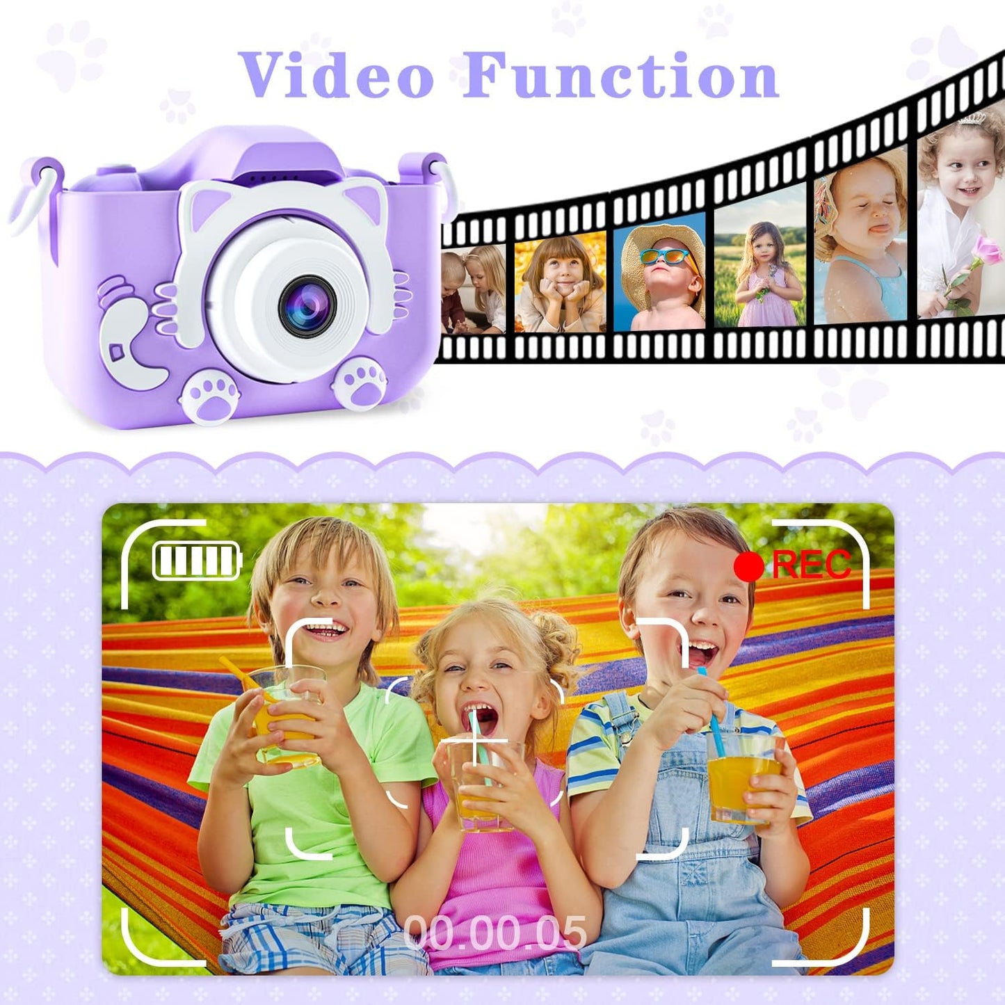 Kids Camera Toys for 3 4 5 6 7 8 9 10 11 12 Years Old Boys/Girls, Kids Digital Camera for Toddler with Video, Birthday Festival for Kids, Selfie Camera, 32GB TF Card
