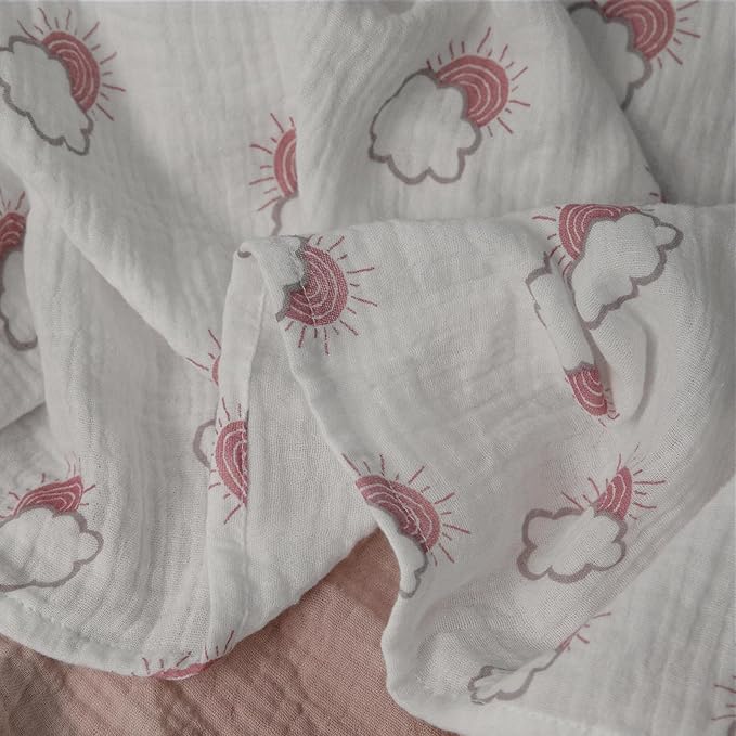 Muslin Swaddle Blankets for Newborn, 3 Pack Breathable Soft Receiving Blanket, Large 38 x 40 inches Swaddle Wrap Burping Clothes Diapers, Essentials Infant Shower Items, Toddler Gift (Clouds & Stars)